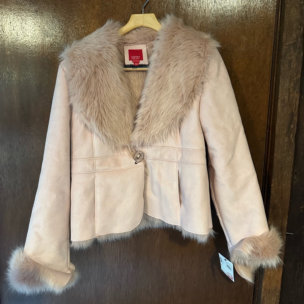 Pink faux suede and fur jacket! Supper fuzzy and fun, size medium. New with tags